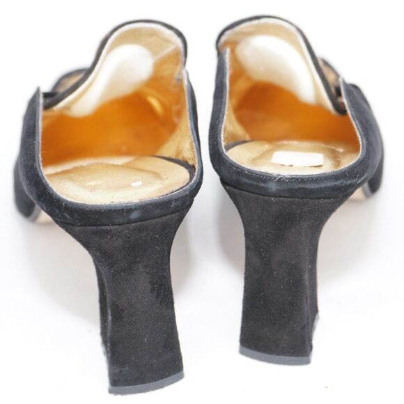 Timothy Hitsman Vintage Black & Leopard Print Suede Kitten Heeled Mules, Size 10 - Picture 4 of 6